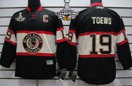 Chicago Blackhawks #19 Janathan Toews Black Third Kids Jersey W#2#2015 Stanley Cup Champion Patch