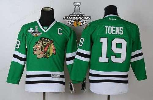 Chicago Blackhawks #19 Janathan Toews Green Kids Jerseyw #2#2015 Stanley Cup Champion Patch