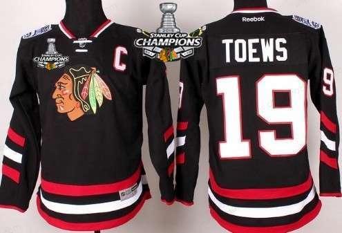 Chicago Blackhawks #19 Jonathan Toews 2014 Stadium Series Black Kids Jersey W#2#2015 Stanley Cup Champion Patch