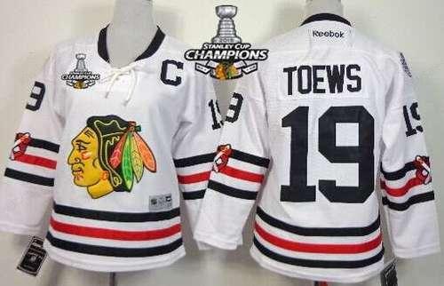 Chicago Blackhawks #19 Jonathan Toews 2015 Winter Classic White Kids Jersey W#2#2015 Stanley Cup Champion Patch