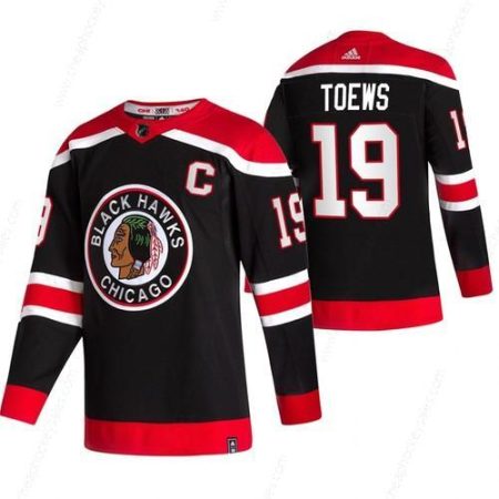 Chicago Blackhawks #19 Jonathan Toews Black Men’s Adidas 2020-21 Reverse Retro Alternate NHL Jersey