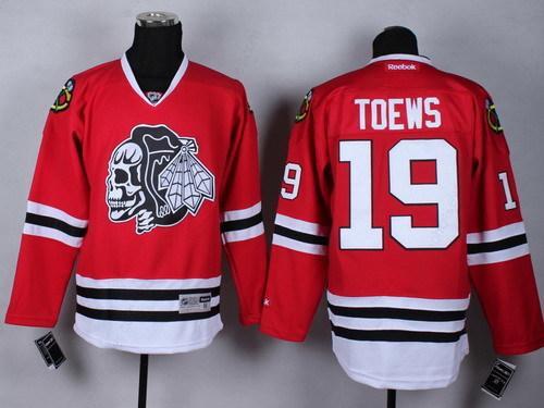 Chicago Blackhawks #19 Jonathan Toews Red With Black Skulls Jersey