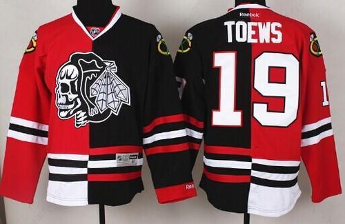 Chicago Blackhawks #19 Jonathan Toews Red#2#Black Two Tone With Black Skulls Jersey