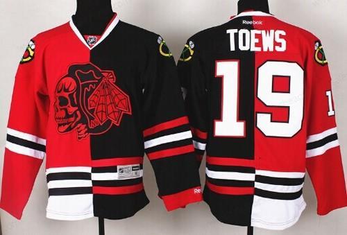 Chicago Blackhawks #19 Jonathan Toews Red#2#Black Two Tone With Red Skulls Jersey