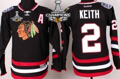 Chicago Blackhawks #2 Duncan Keith 2014 Stadium Series Black Kids Jersey W#2#2015 Stanley Cup Champion Patch