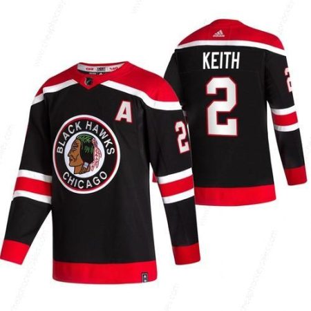 Chicago Blackhawks #2 Duncan Keith Black Men’s Adidas 2020-21 Reverse Retro Alternate NHL Jersey