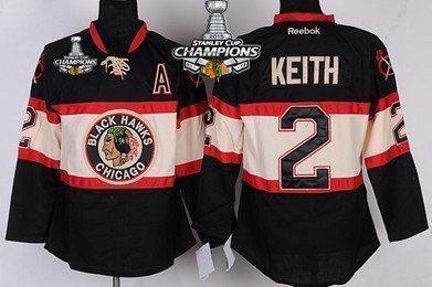 Chicago Blackhawks #2 Duncan Keith Black Third Kids Jersey W#2#2015 Stanley Cup Champion Patch