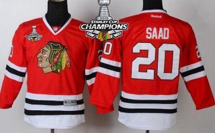 Chicago Blackhawks #20 Brandon Saad Red Kids Jersey W#2#2015 Stanley Cup Champion Patch