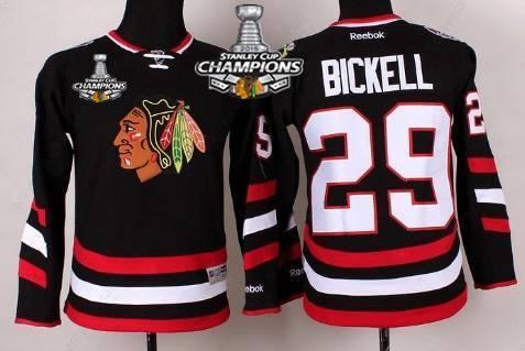 Chicago Blackhawks #29 Bryan Bickell 2014 Stadium Series Black Kids Jersey W#2#2015 Stanley Cup Champion Patch