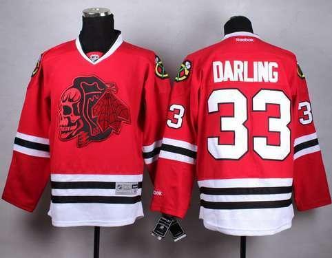 Chicago Blackhawks #33 Scott Darling Red With Red Skulls Jersey