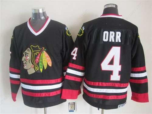 Chicago Blackhawks #4 Bobby Orr Black CCM Vintage Throwback Jersey