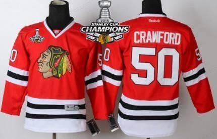 Chicago Blackhawks #50 Corey Crawford Red Kids Jersey W#2#2015 Stanley Cup Champion Patch