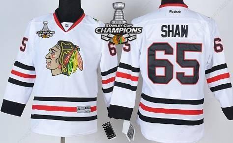 Chicago Blackhawks #65 Andrew Shaw White Kids Jersey W#2#2015 Stanley Cup Champion Patch