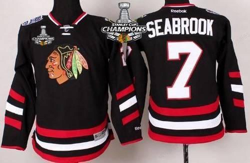 Chicago Blackhawks #7 Brent Seabrook 2014 Stadium Series Black Kids Jersey W#2#2015 Stanley Cup Champion Patch