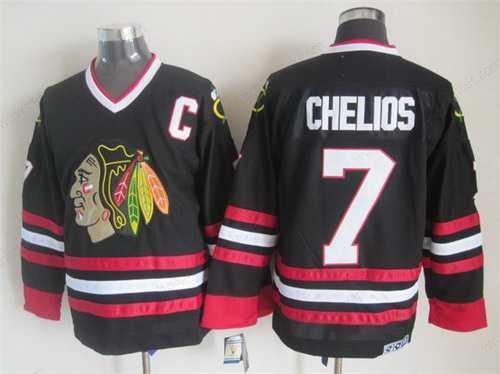 Chicago Blackhawks #7 Chris Chelios Black CCM Vintage Throwback Jersey