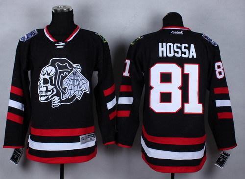 Chicago Blackhawks #81 Marian Hossa 2014 Stadium Series Black With Black Skulls Jersey