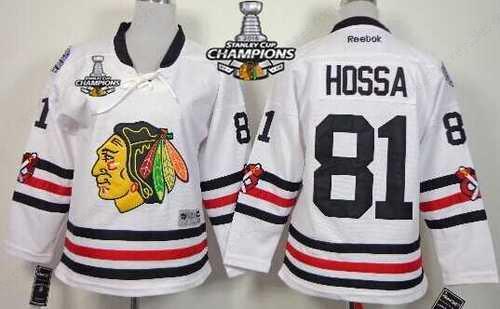 Chicago Blackhawks #81 Marian Hossa 2015 Winter Classic White Kids Jersey W#2#2015 Stanley Cup Champion Patch