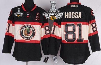 Chicago Blackhawks #81 Marian Hossa Black Third Kids Jersey W#2#2015 Stanley Cup Champion Patch