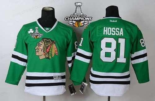 Chicago Blackhawks #81 Marian Hossa Green Kids Jersey W#2#2015 Stanley Cup Champion Patch