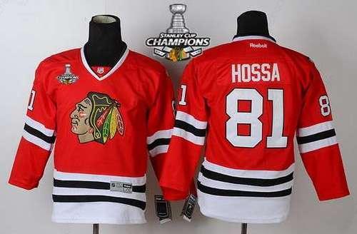 Chicago Blackhawks #81 Marian Hossa Red Kids Jersey W#2#2015 Stanley Cup Champion Patch