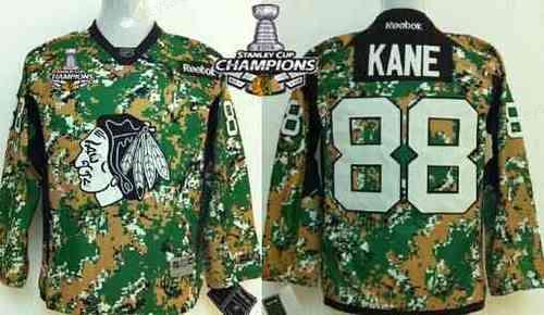 Chicago Blackhawks #88 Patrick Kane 2014 Camo Kids Jersey W#2#2015 Stanley Cup Champion Patch