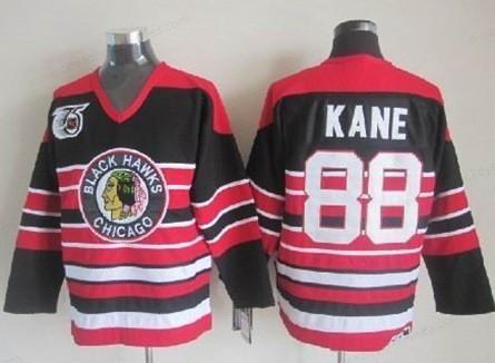 Chicago Blackhawks #88 Patrick Kane Black Pinstripe 75Th Throwback CCM Jersey