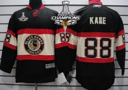 Chicago Blackhawks #88 Patrick Kane Black Third Kids Jersey W#2#2015 Stanley Cup Champion Patch