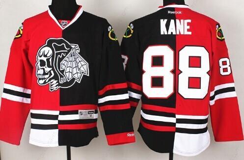 Chicago Blackhawks #88 Patrick Kane Red#2#Black Two Tone With Black Skulls Jersey