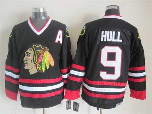 Chicago Blackhawks #9 Bobby Hull Black CCM Vintage Throwback Jersey