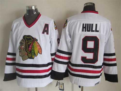 Chicago Blackhawks #9 Bobby Hull White CCM Vintage Throwback Jersey