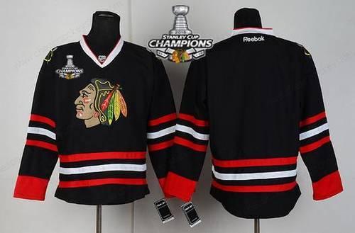 Chicago Blackhawks Blank Black Kids Jersey W#2#2015 Stanley Cup Champion Patch