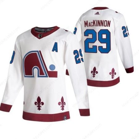 Colorado Avalanche #29 Nathan Mackinnon White Men’s Adidas 2020-21 Reverse Retro Alternate NHL Jersey