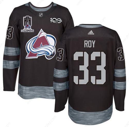 Colorado Avalanche #33 Patrick Roy Black 1917-2017 Black Stanley Cup Champions Patch 100Th Anniversary Stitched NHL Jersey