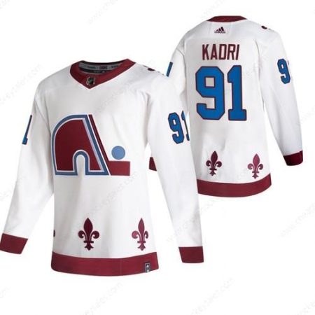 Colorado Avalanche #91 Nazem Kadri White Men’s Adidas 2020-21 Reverse Retro Alternate NHL Jersey