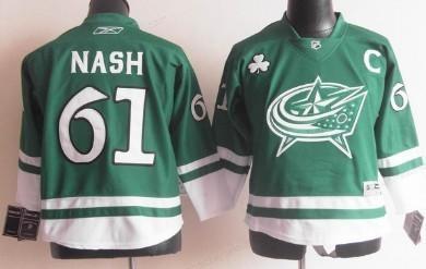 Columbus Blue Jackets #61 Rick Nash St. Patrick’S Day Green Kids Jersey