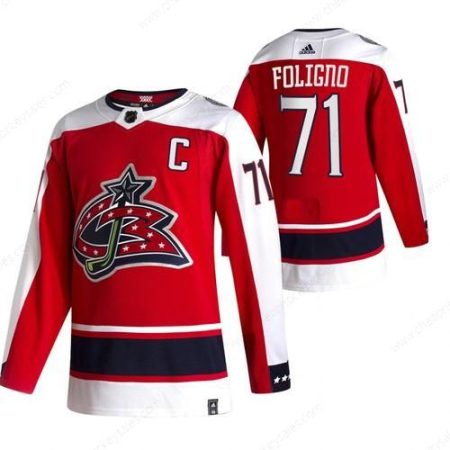 Columbus Blue Jackets #71 Nick Foligno Red Men’s Adidas 2020-21 Reverse Retro Alternate NHL Jersey