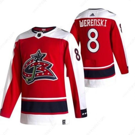 Columbus Blue Jackets #8 Zach Werenski Red Men’s Adidas 2020-21 Reverse Retro Alternate NHL Jersey