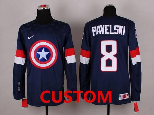 Custom 2015 Men’s Team Usa Captain America Fashion Navy Blue Jersey