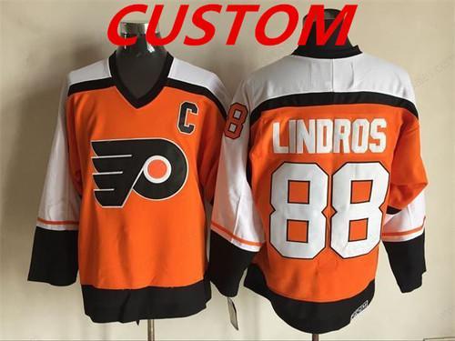 Custom Men’s Philadelphia Flyers Orange CCM Throwback NHL Ice Hockey Jerseys