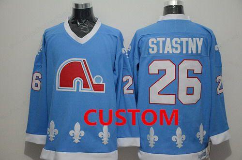 Custom Men’s Quebec Nordiques Light Blue CCM Vintage Throwback Jersey