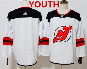 Custom Youth New Jersey Devils White Home Authentic Stitched 2017-2018 Adidas NHL Jersey