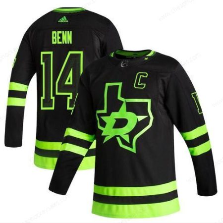 Dallas Stars #14 Jamie Benn Black Men’s Adidas 2020-21 Reverse Retro Alternate NHL Jersey