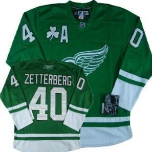 Detroit Red Wings #40 Henrik Zetterberg St. Patrick’S Day Green Jersey