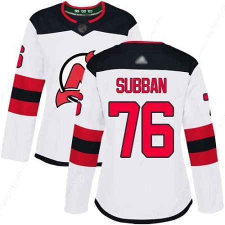 Devils #76 P. K. Subban White Road Authentic Women’s Stitched Hockey Jersey