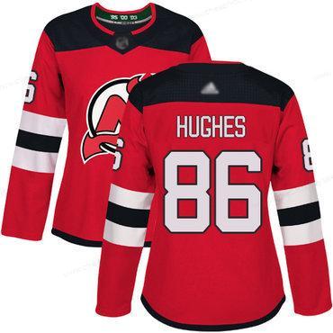 Devils #86 Jack Hughes Red Home Authentic Women’s Stitched Hockey Jersey