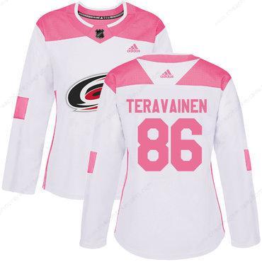 Didas Carolina Hurricanes #86 Teuvo Teravainen White Pink Authentic Fashion Women’s Stitched NHL Jersey