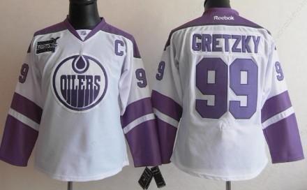 Edmonton Oilers #99 Wayne Gretzky White Women’s Fights Cancer Jersey