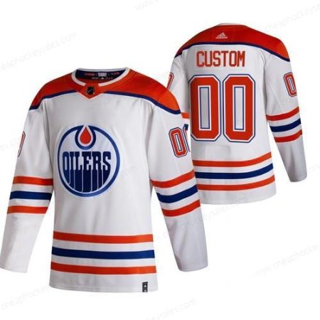 Edmonton Oilers Custom White Men’s Adidas 2020-21 Reverse Retro Alternate NHL Jersey