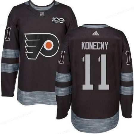 Flyers #11 Travis Konecny Black 1917-2017 100Th Anniversary Stitched NHL Jersey