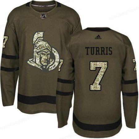 Kid Adidas Senators 7 Kyle Turris Green Salute To Service Stitched NHL Jersey